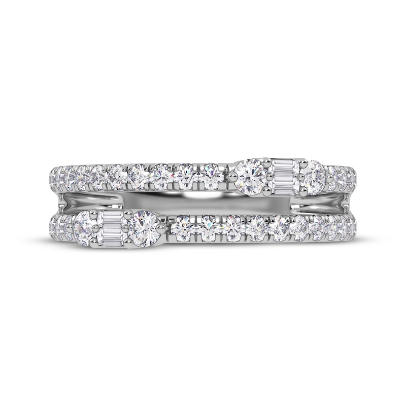 Main Image 3 of Baguette & Round-Cut Diamond Faux-Stack Ring 1/2 ct tw 14K White Gold