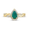 Thumbnail Image 3 of Pear-Shaped Natural Emerald & Diamond Twist Ring 1/5 ct tw 14K Yellow Gold