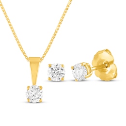 Round-Cut Diamond Solitaire Set 1/2 ct tw 10K Yellow Gold