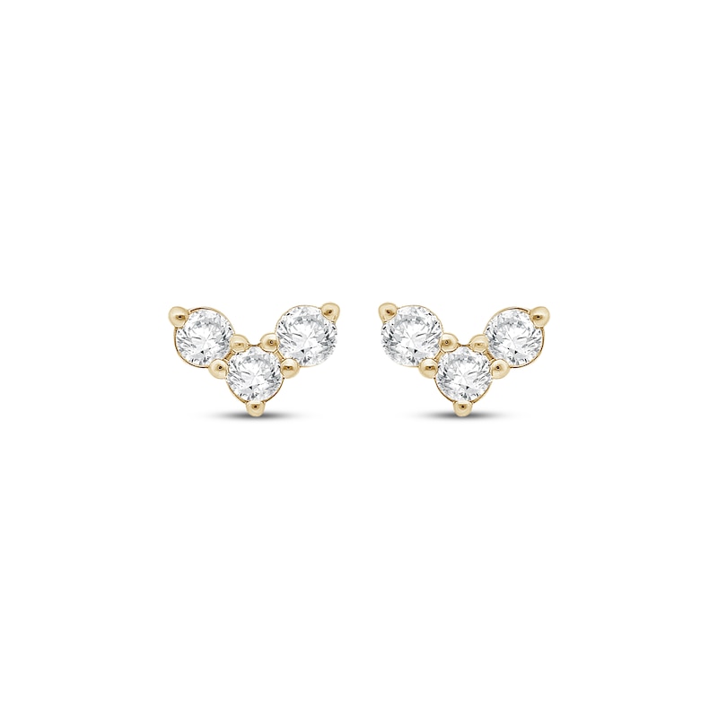 Main Image 2 of Lab-Grown Diamonds by KAY Three-Stone Stud Earrings 1/4 ct tw 14K Yellow Gold