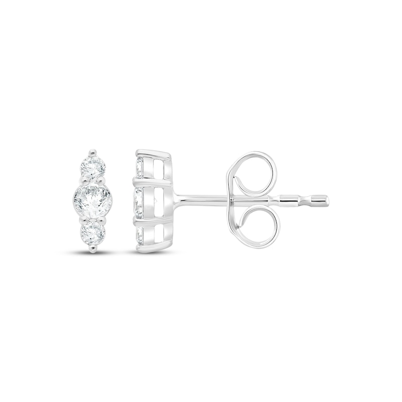 Main Image 1 of Lab-Grown Diamonds by KAY Three-Stone Vertical Stud Earrings 1/5 ct tw 14K White Gold