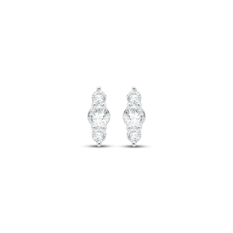 Main Image 2 of Lab-Grown Diamonds by KAY Three-Stone Vertical Stud Earrings 1/5 ct tw 14K White Gold