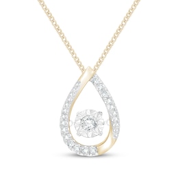 Unstoppable Love Diamond Teardrop Necklace 1/5 ct tw 10K Yellow Gold 19&quot;