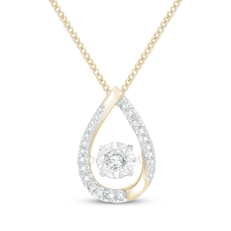 Main Image 1 of Unstoppable Love Diamond Teardrop Necklace 1/5 ct tw 10K Yellow Gold 19&quot;