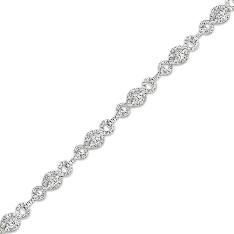 Main Image 2 of Marquise & Round-Cut Diamond Twist Link Bracelet 3 ct tw 10K White Gold 7&quot;