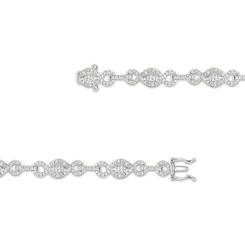 Main Image 3 of Marquise & Round-Cut Diamond Twist Link Bracelet 3 ct tw 10K White Gold 7&quot;