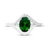 Thumbnail Image 3 of Oval-Cut Lab-Created Emerald & White Lab-Created Sapphire Ring Sterling Silver