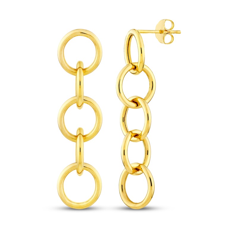 Main Image 1 of Circle Link Drop Earrings 14K Yellow Gold