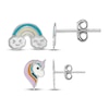 Thumbnail Image 1 of Children's Enamel Rainbow & Unicorn Stud Earrings Sterling Silver