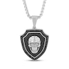 Thumbnail Image 1 of Men's Black Diamond Skull Shield Necklace 1/2 ct tw Stainless Steel & Black Ion Plating 24&quot;