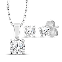 Lab-Grown Diamonds by KAY Round-Cut Solitaire Gift Set 1/2 ct tw 10K White Gold (I/SI2)