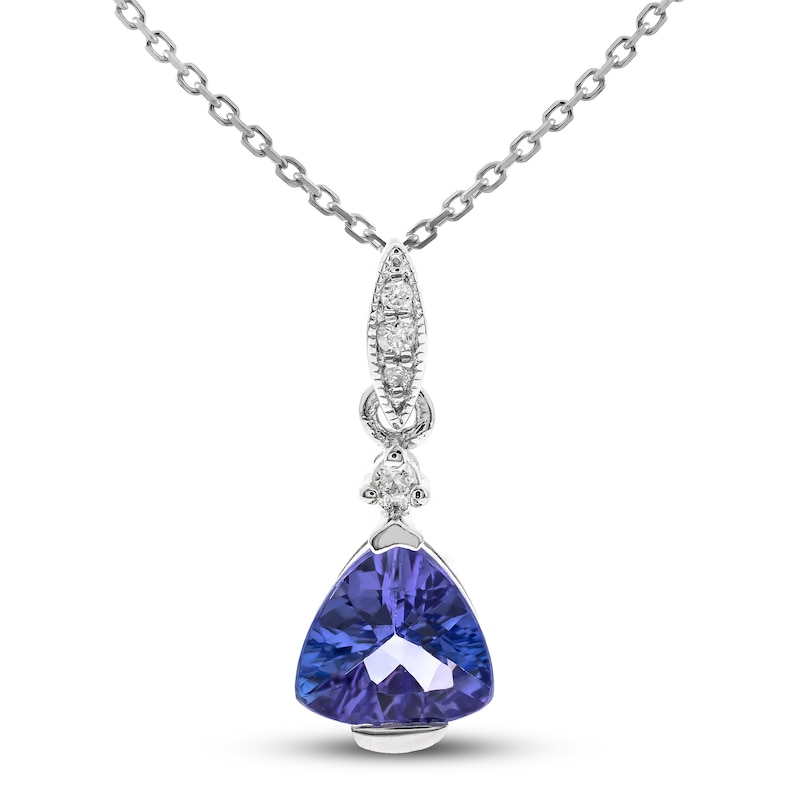 Tanzanite & Diamond Necklace Sterling Silver 18"