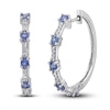 Thumbnail Image 1 of Tanzanite & White Lab-Created Sapphire Hoop Earrings Sterling Silver