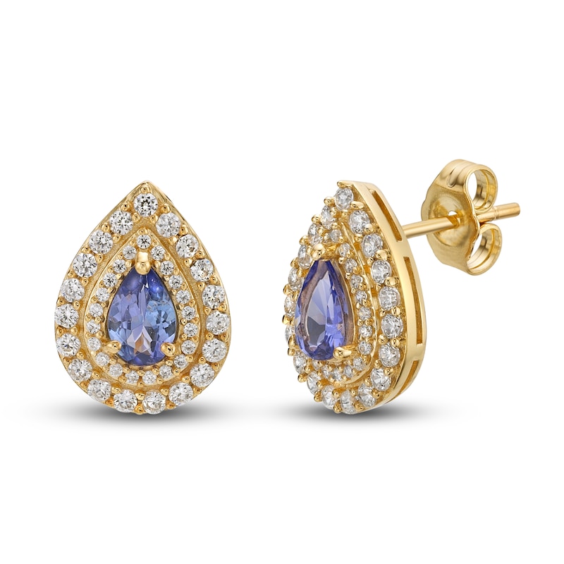 Tanzanite & Diamond Earrings 5/8 ct tw 14K Yellow Gold
