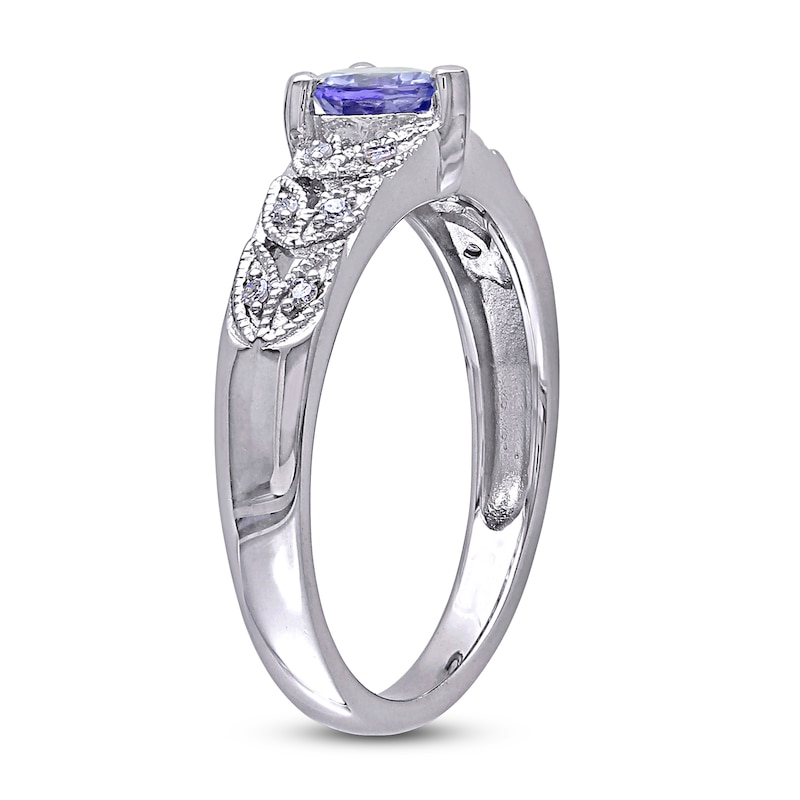 Tanzanite Heart Ring 1/20 ct tw Diamonds Sterling Silver