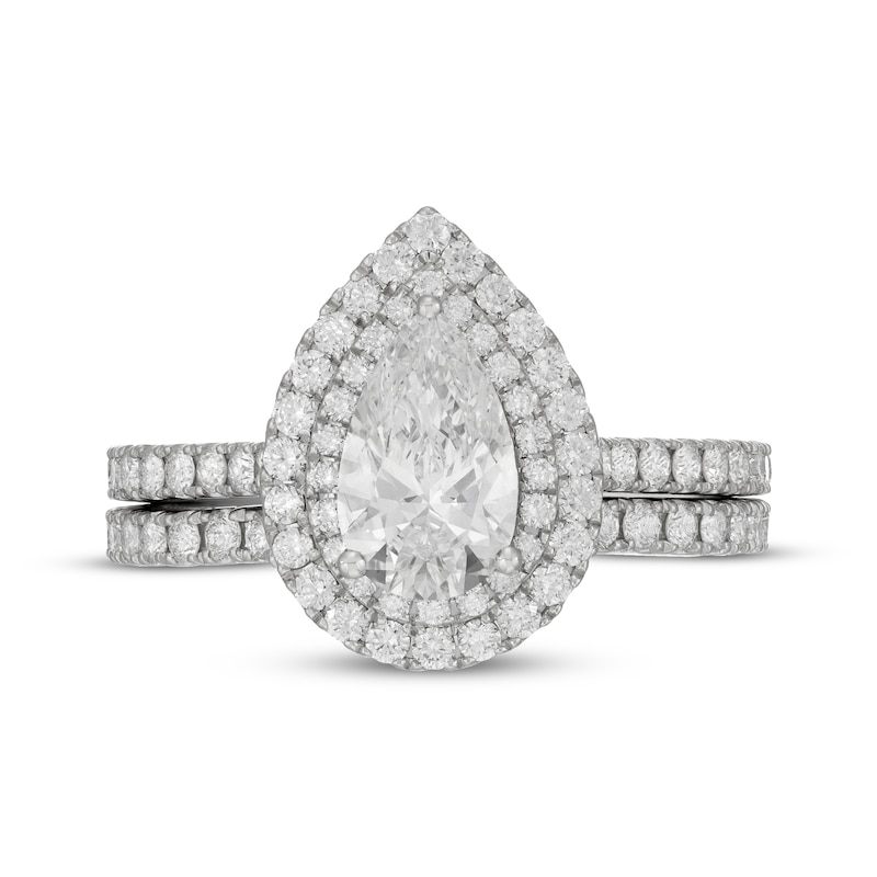 Neil Lane Artistry Pear-Shaped Lab-Created Diamond Double Halo Bridal Set 2 ct tw 14K White Gold