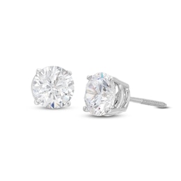 Diamond Solitaire Stud Earrings 2 ct tw Round-cut 14K White Gold (J/I2)