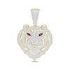 Thumbnail Image 1 of Men's Diamond & Lab-Created Ruby Tiger Charm 7/8 ct tw Round-cut 10K Yellow Gold