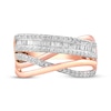 Thumbnail Image 3 of Baguette & Round-Cut Diamond Multi-Row Crossover Ring 1/2 ct tw 10K Rose Gold