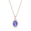 Thumbnail Image 0 of Oval-Cut Tanzanite & Diamond Necklace 1/20 ct tw 10K Rose Gold 18”