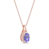 Thumbnail Image 1 of Oval-Cut Tanzanite & Diamond Necklace 1/20 ct tw 10K Rose Gold 18”