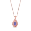 Thumbnail Image 2 of Oval-Cut Tanzanite & Diamond Necklace 1/20 ct tw 10K Rose Gold 18”