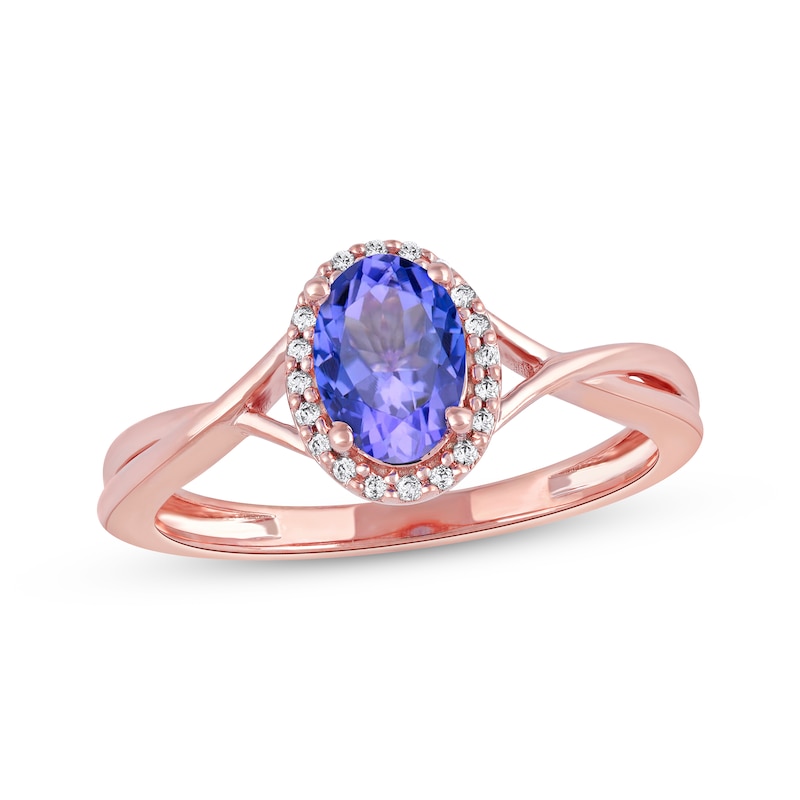 Oval-Cut Tanzanite & Diamond Ring 1/20 ct tw 10K Rose Gold | Kay Outlet