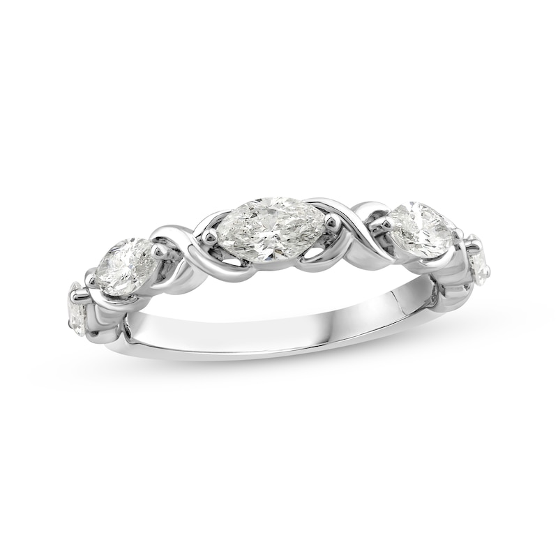 Main Image 1 of Marquise-Cut Diamond Anniversary Band 1 ct tw 14K White Gold