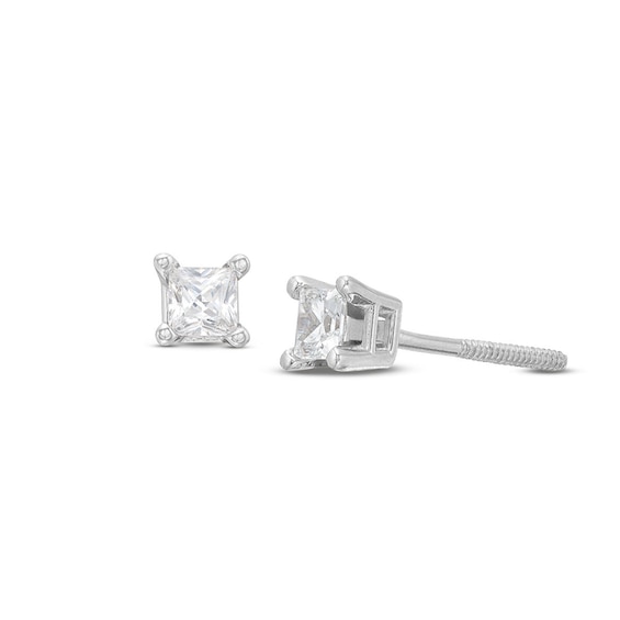 Certified Princess-Cut Diamond Solitaire Stud Earrings 1/4 ct tw 14K White Gold (I/SI2)
