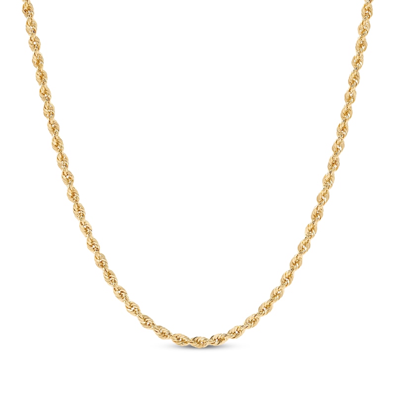 Main Image 1 of Semi-Solid Glitter Rope Chain Necklace 2.4mm 14K Yellow Gold 18&quot;