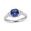 Thumbnail Image 1 of Cushion-Cut Blue Lab-Created Sapphire & White Lab-Created Sapphire Ring Sterling Silver