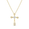 Thumbnail Image 1 of Multi-Diamond Center Cross Necklace 1/10 ct tw 10K Yellow Gold 18&quot;