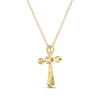 Thumbnail Image 3 of Multi-Diamond Center Cross Necklace 1/10 ct tw 10K Yellow Gold 18&quot;