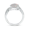 Thumbnail Image 1 of Cushion-Cut Lab-Created Opal & White Lab-Created Sapphire Twist Frame Ring Sterling Silver