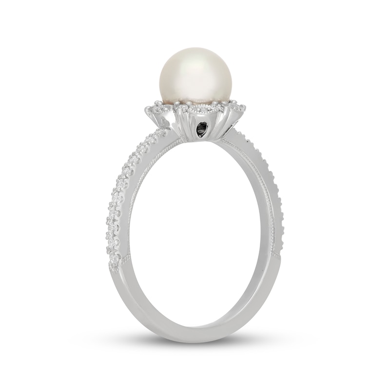 Main Image 2 of Neil Lane Cultured Akoya Pearl & Diamond Engagement Ring 1/2 ct tw 14K White Gold