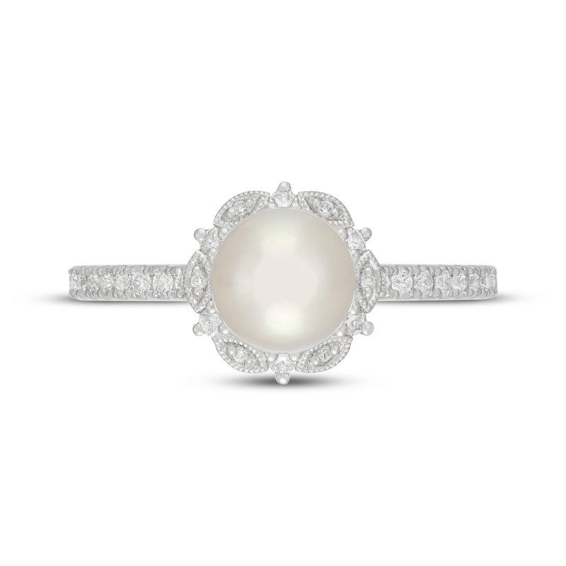 Main Image 3 of Neil Lane Cultured Akoya Pearl & Diamond Engagement Ring 1/2 ct tw 14K White Gold