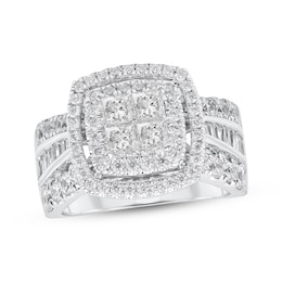 Adore Princess & Baguette-Cut Diamond Engagement Ring 2 ct tw 14K White Gold