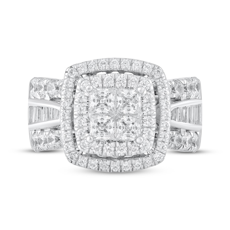 Main Image 3 of Princess & Baguette-Cut Diamond Engagement Ring 2 ct tw 14K White Gold