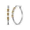 Thumbnail Image 0 of Oval-Cut Citrine & White Lab-Created Sapphire Hoop Earrings Sterling Silver