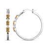 Thumbnail Image 2 of Oval-Cut Citrine & White Lab-Created Sapphire Hoop Earrings Sterling Silver