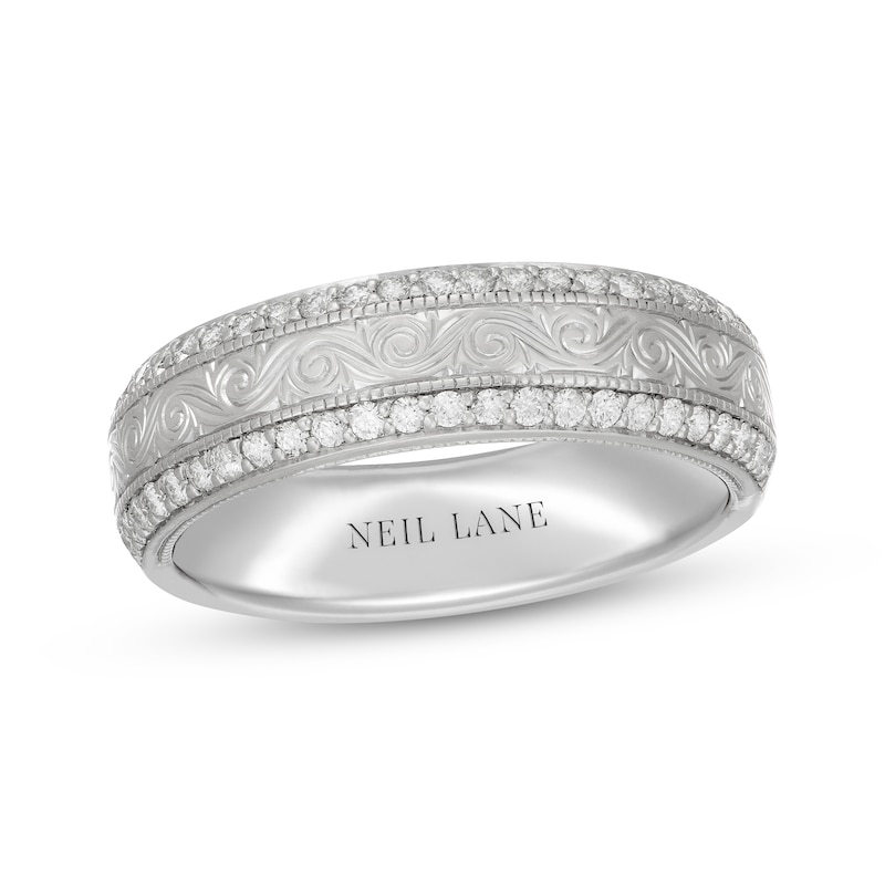 Main Image 1 of Neil Lane Men's Diamond Scrollwork Wedding Band 1/2 ct tw 14K White Gold