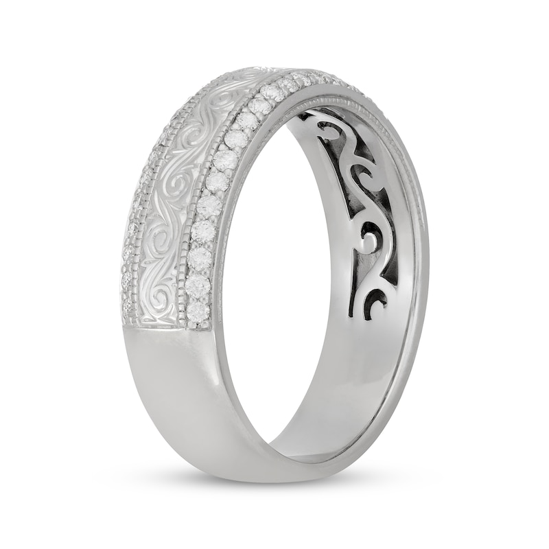 Main Image 2 of Neil Lane Men's Diamond Scrollwork Wedding Band 1/2 ct tw 14K White Gold