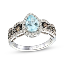 Le Vian Pear-Shaped Aquamarine Ring 3/4 ct tw Diamonds 14K Vanilla Gold