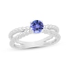 Thumbnail Image 0 of Tanzanite & White Lab-Created Sapphire Split Shank Rope Ring Sterling Silver