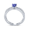 Thumbnail Image 1 of Tanzanite & White Lab-Created Sapphire Split Shank Rope Ring Sterling Silver