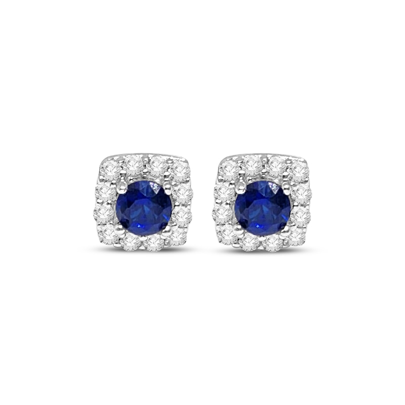 Tanzanite & White Lab-Created Sapphire Stud Earrings Sterling Silver