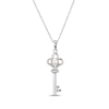 Thumbnail Image 0 of Cultured Pearl & White Lab-Created Sapphire Key Necklace Sterling Silver 18"