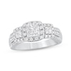 Thumbnail Image 1 of Princess-Cut Diamond Three-Stone Halo Engagement Ring 1 ct tw 14K White Gold