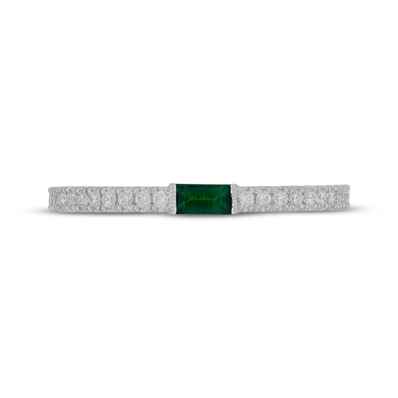 Main Image 3 of Neil Lane Baguette-Cut Natural Emerald & Diamond Anniversary Ring 1/4 ct tw 14K White Gold