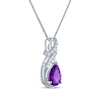 Thumbnail Image 2 of Pear-Shaped Amethyst & White Lab-Created Sapphire Swirl Necklace Sterling Silver 18&quot;